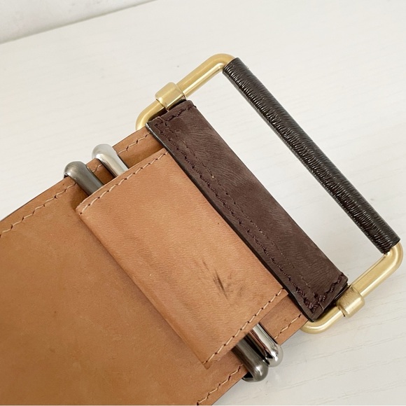 Fendi tri tone metal brown suede leather oversized wide waist belt - Picture 6 of 8